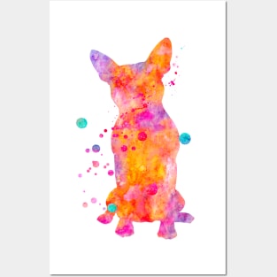 Boston Terrier Dog Watercolor Painting 4 Posters and Art